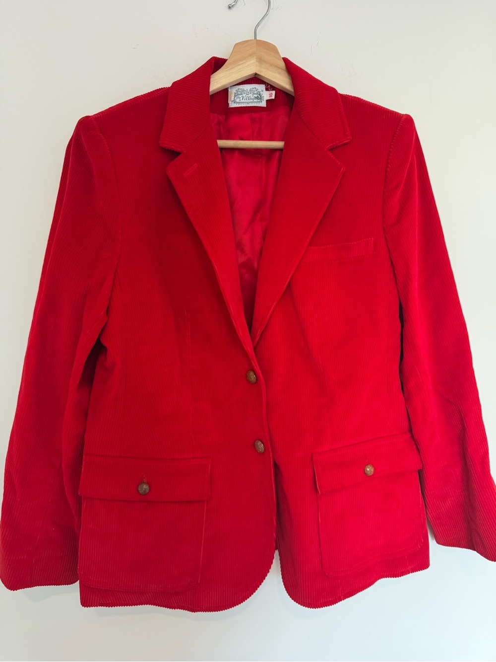 Red Corduroy Blazer Jacket - Women's
